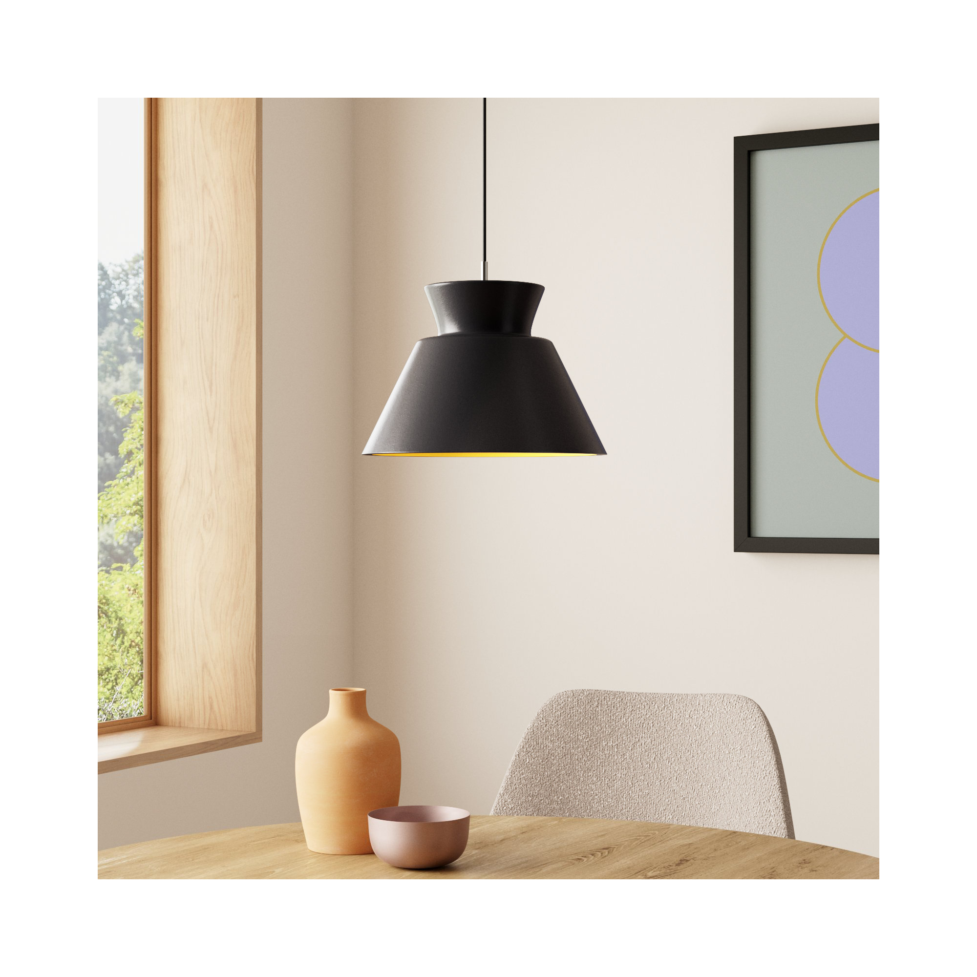 Logan 1 - Light Single Geometric LED Pendant, Polished Chrome, Carbon Matte Black/Champagne Gold, LED