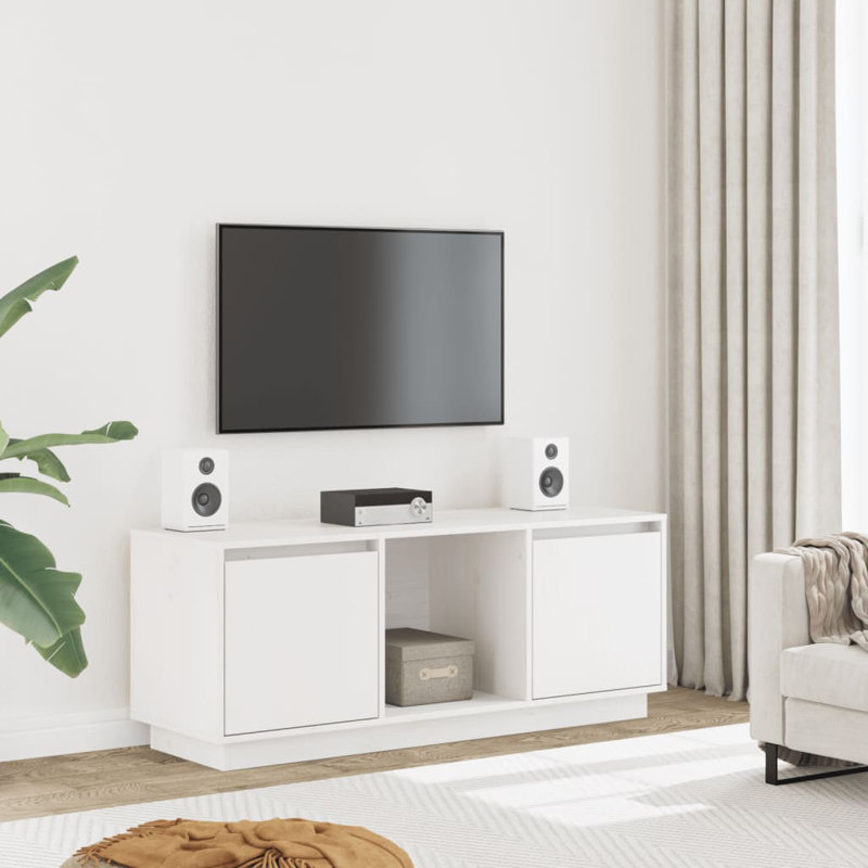 Jermira TV Cabinet 102 x 35 x 36.5 cm Engineered Wood, White - No Handle