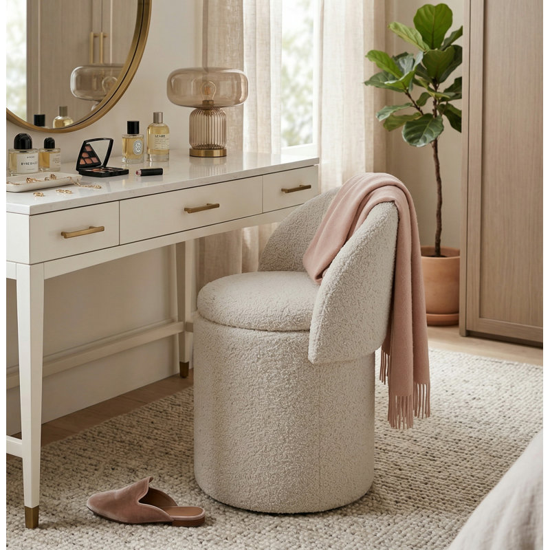 Manufactured Wood Accent Stool, Beige