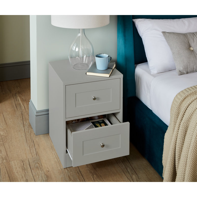 Merrigan 40cm W Manufactured Wood Bedside Table, Grey