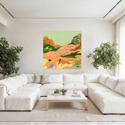 Art contemporain, palmier abstrait coloré, paysage, art naturel