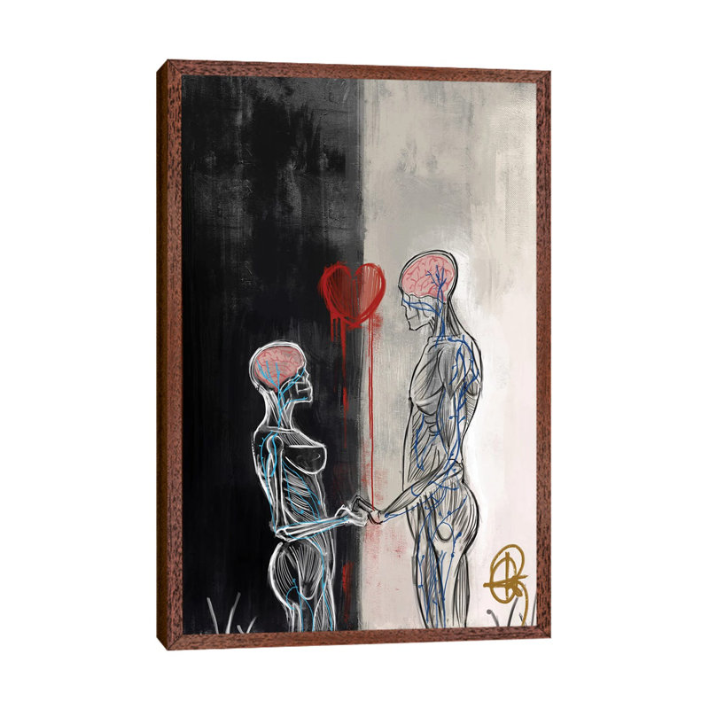 Loving V. Virginia by Gordon Rowe - Print on Canvas, 66.04 cm H x 45.72 cm W, Classic Brown Wood Framed