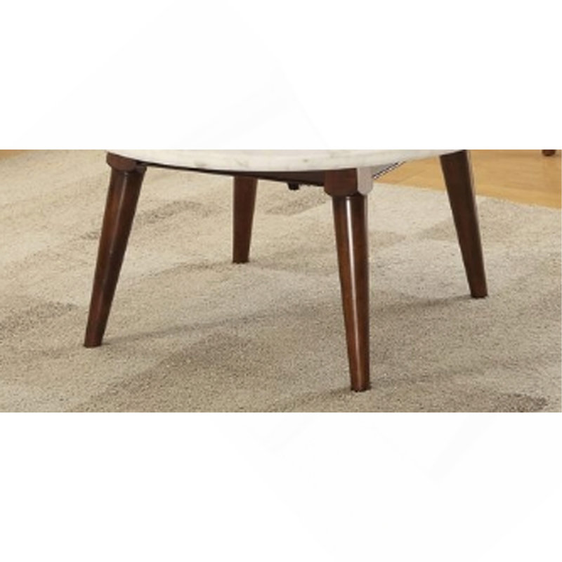 Table basse, plateau en marbre blanc et finition noyer