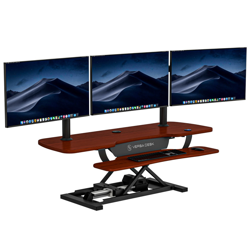 VersaDesk PowerPro 48" Electric Standing Desk Converter with Push-Button Height Adjustment & USB Charging Port, Cherry