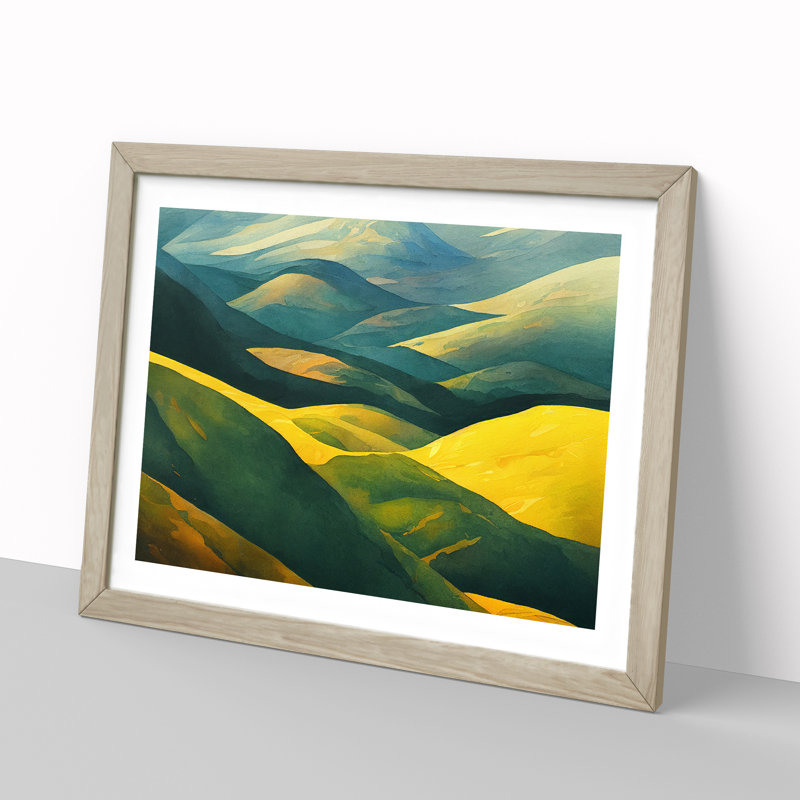 Spring Meadow Landscape View - Framed Print, 25cm H x 34cm W x 2cm D, Oak