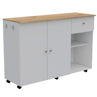 2 Piece Kitchen Set, Kitchen Island Cart + 150 Wall Cabinet Glass