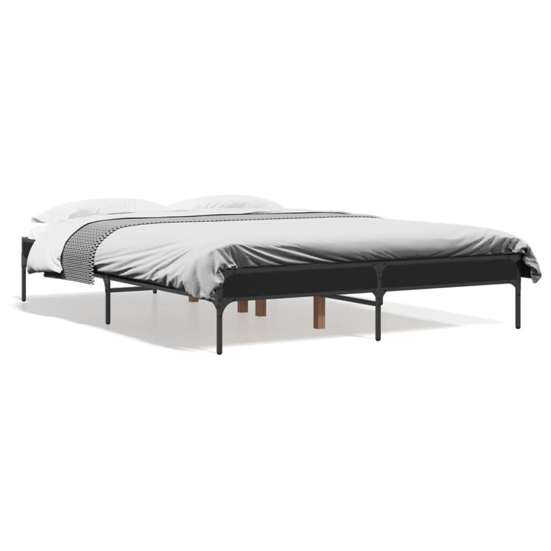 Vidaxl Bed Frame Metal, Black, Double (4'6)