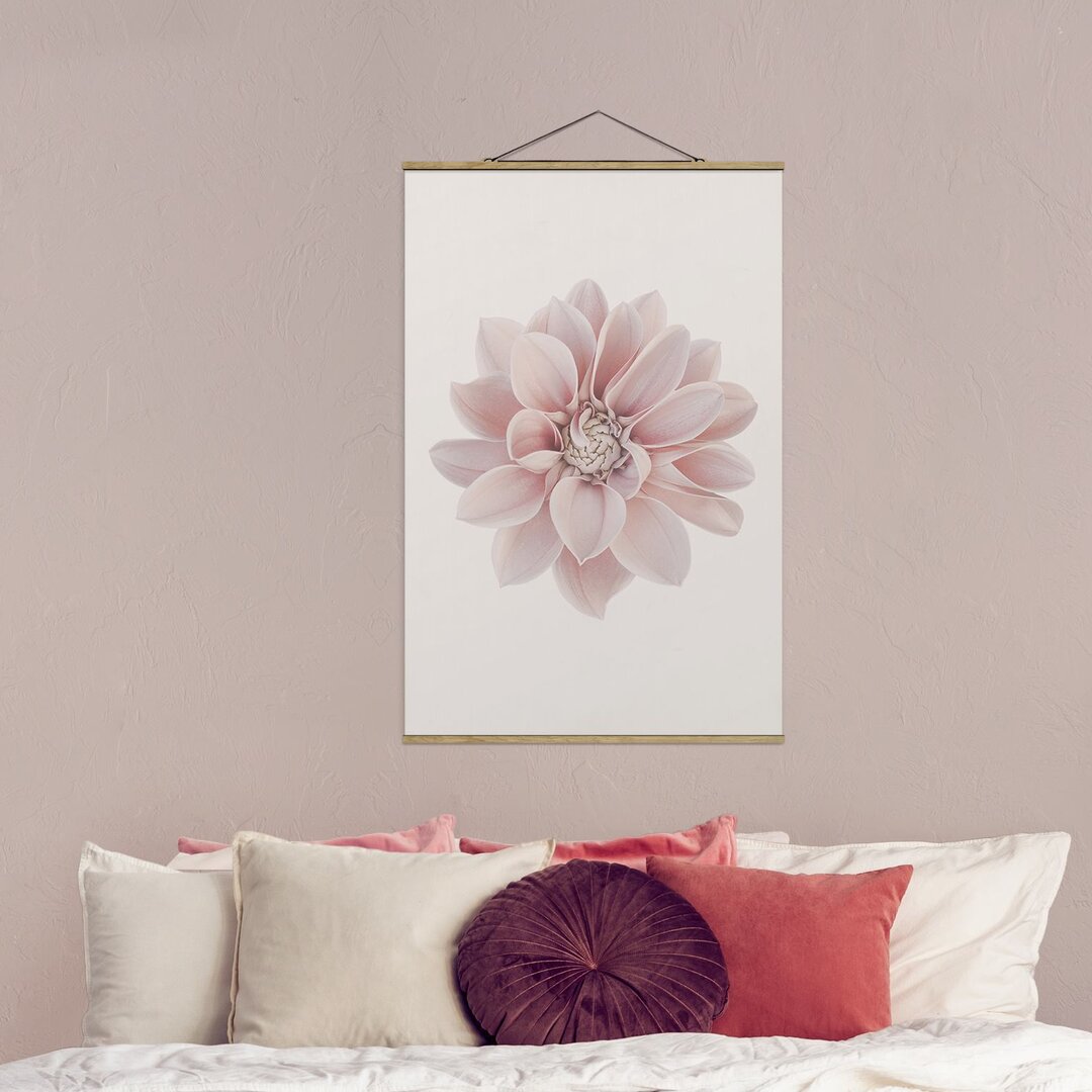 Stoffbild Dahlia Flower Pastel White Pink