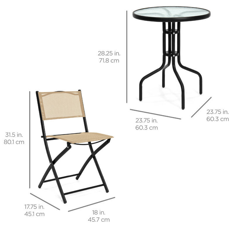 Aeronwy 2 - Person Patio Dining Set with Round Table, Beige