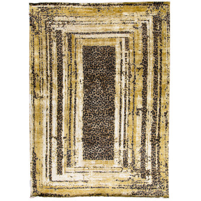 Safari Animal Print Area Rug in Camel/Beige