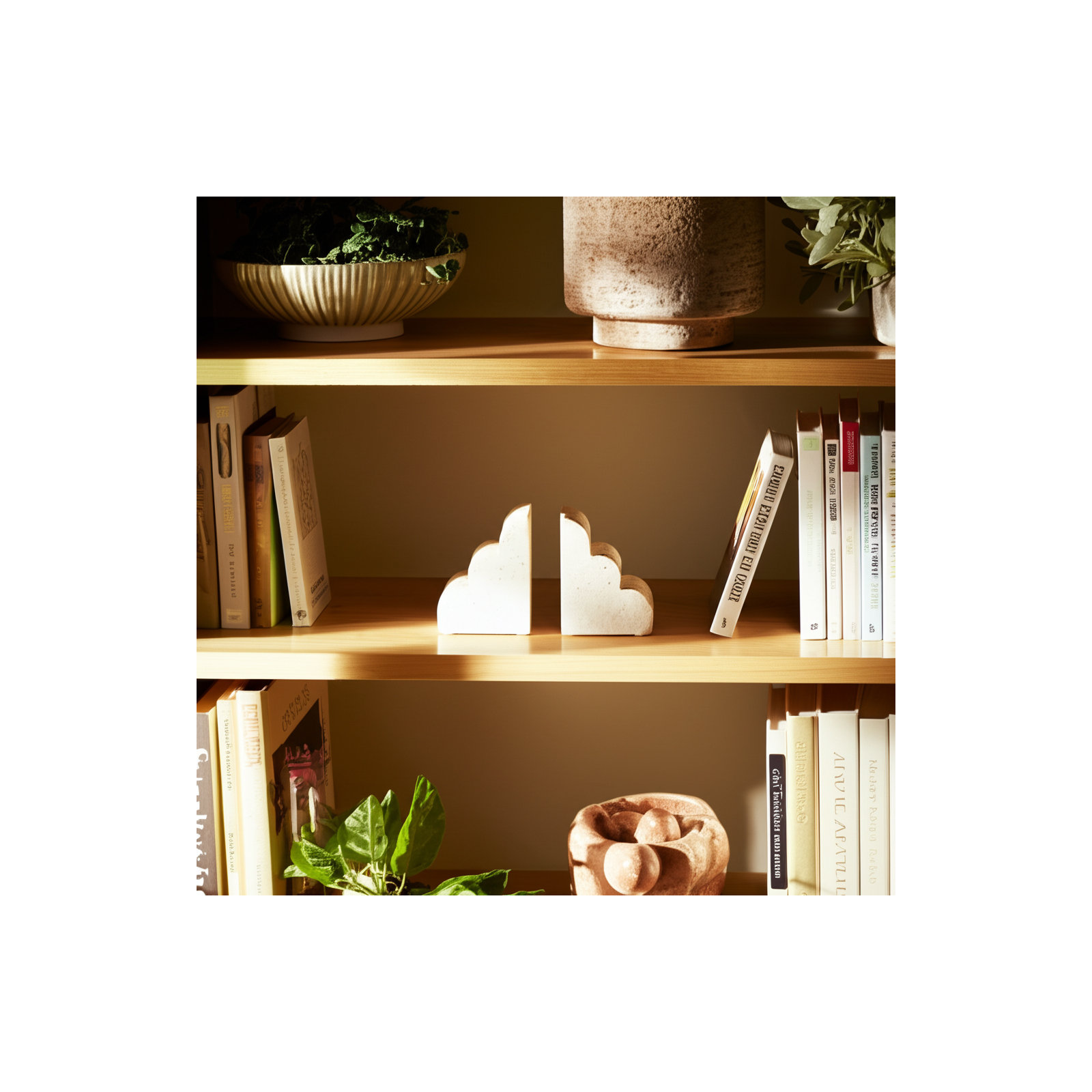 Joss & Main Set Of Two 5" Tan Travertine Cloud Bookends