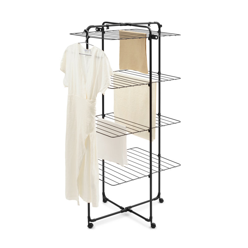 Brabantia Hangon Tower Drying Rack, 162.6cm H x 76.2cm W x 73.7cm D, Black
