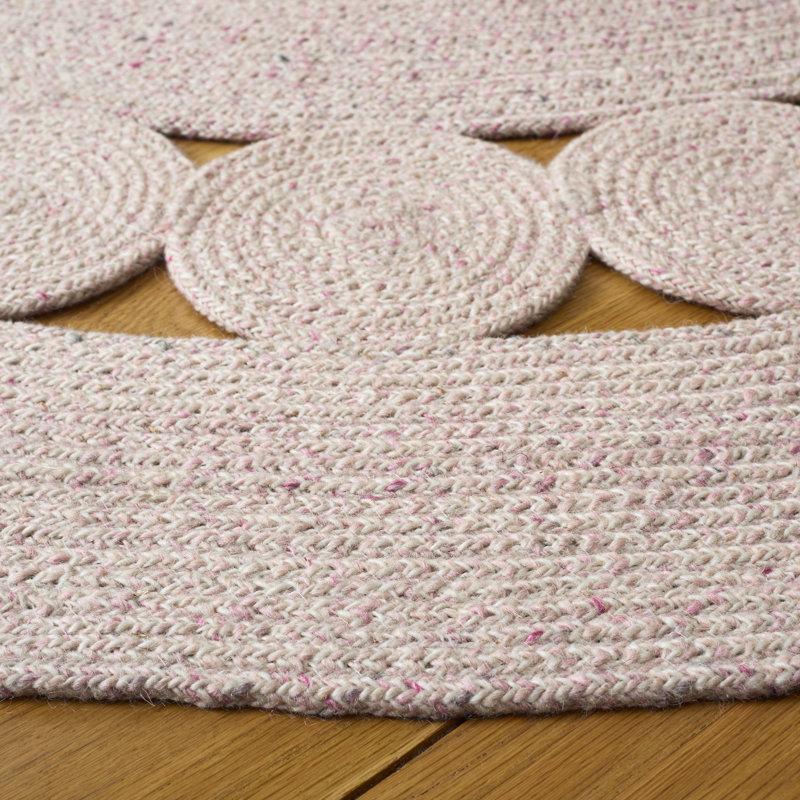 Tapis d'intérieur tressé à la main sans motif, Rond 3 pi 0 po x 3 pi 0 po