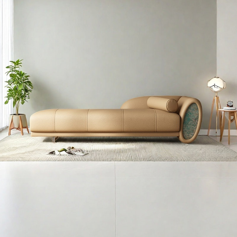 Fauteuil inclinable léger et confortable en similicuir, Orienté à droite, Kaki
