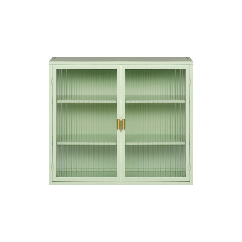 Modern Two-door Wall Cabinet with Featuring Three-tier Storage, Mint Green