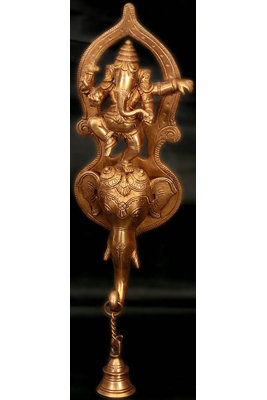 Cloche suspendue 14 po Ganesha dansante en laiton | Fait à la main | Fabriqué en Inde 