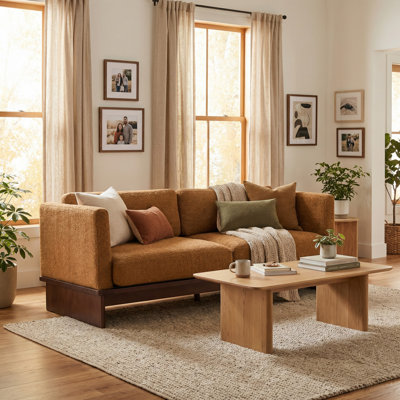 Square Arm Modern 3-Seater Sofa Upholstered Couch