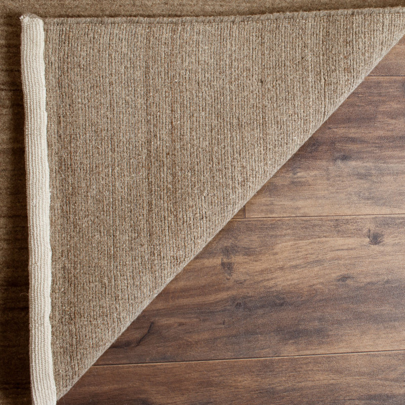Morano Hand Loomed Wool/Cotton Solid Color Rug in Taupe, Rectangle 6' x 9'