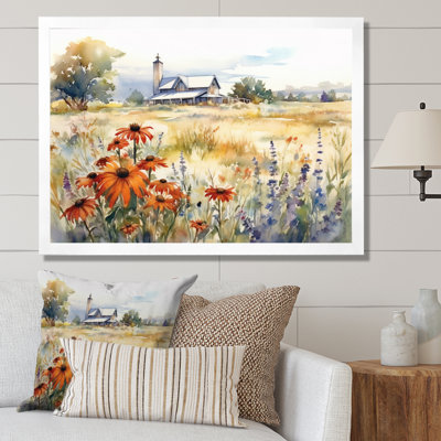 Green White Meadow At The Farm II - Floral Canvas Print Wall Art