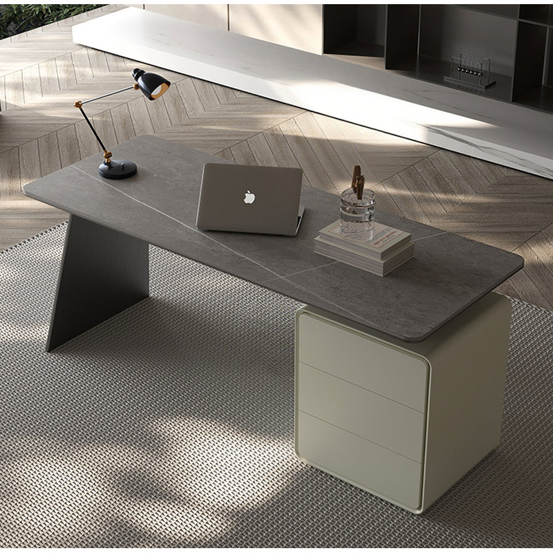 Bureau de table italien en pierre frittée minimaliste avec tiroirs Italian, H 29,5 po x l 63 po x P 27,6 po