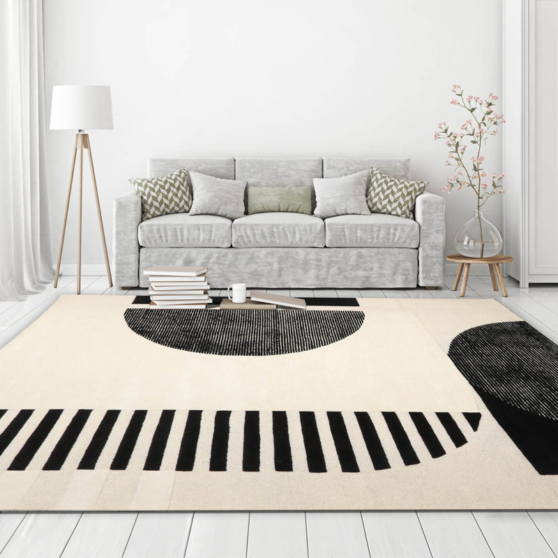 Tapis oriental ivoire en laine touffeté à la main Anihya