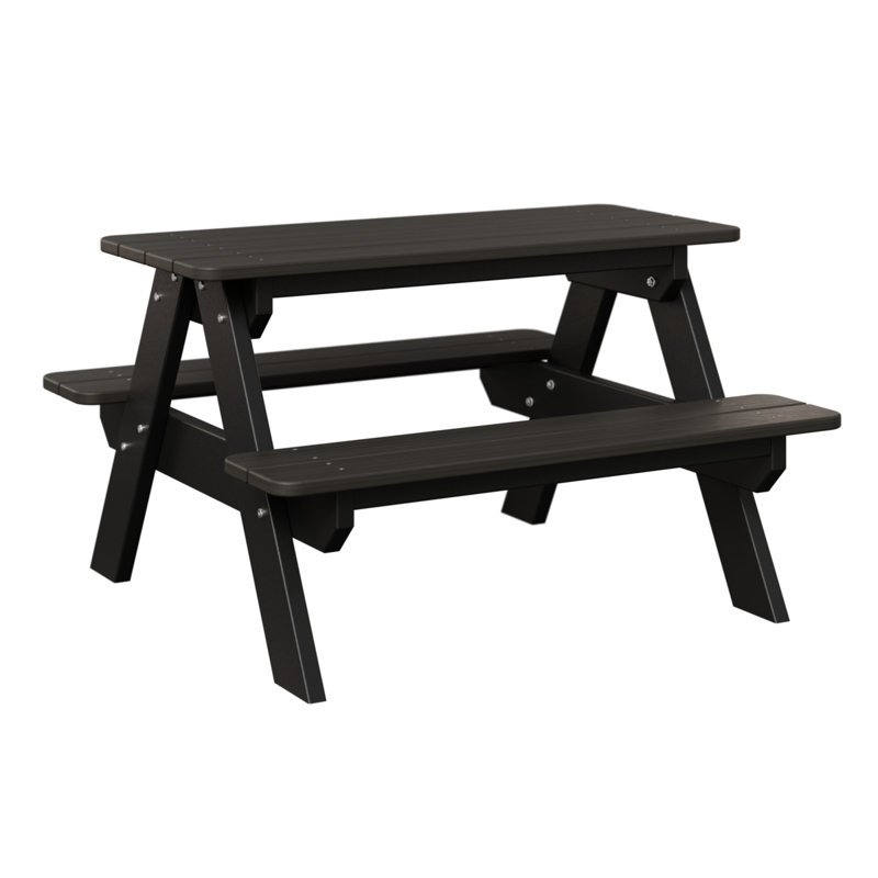 Berlin Gardens Kids Rectangular Picnic Table, Coastal Gray Top/Black Base