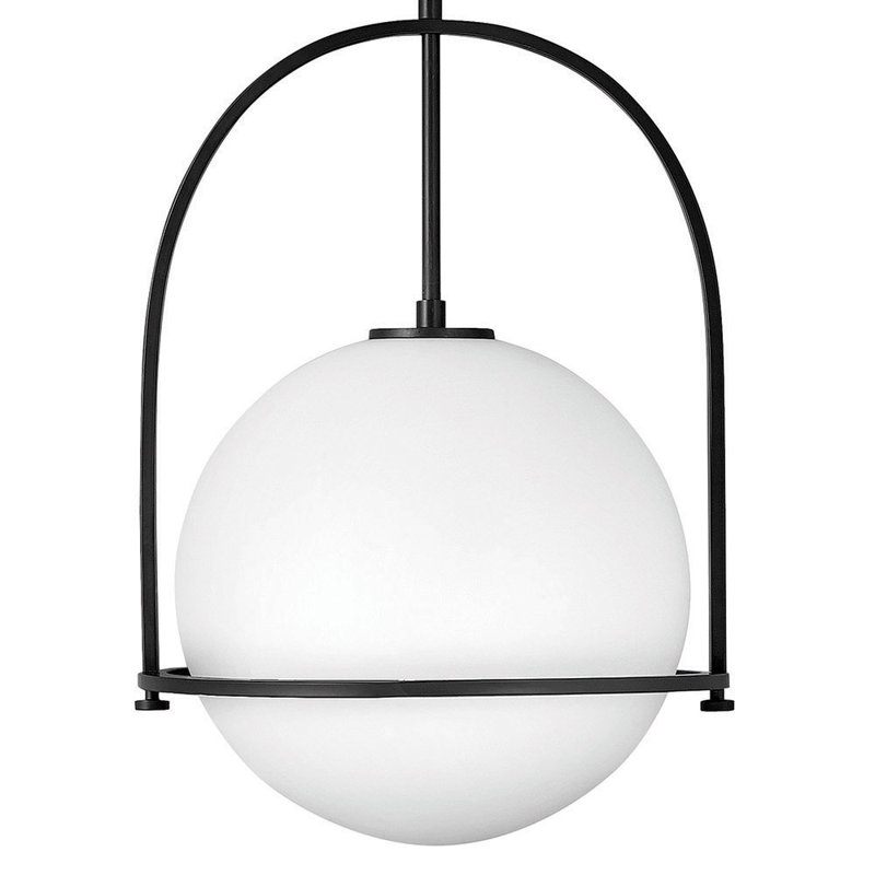 Arie Single Light Pendant w/ Globe Shade, Black, 23" H x 15.5" W x 15.5" D