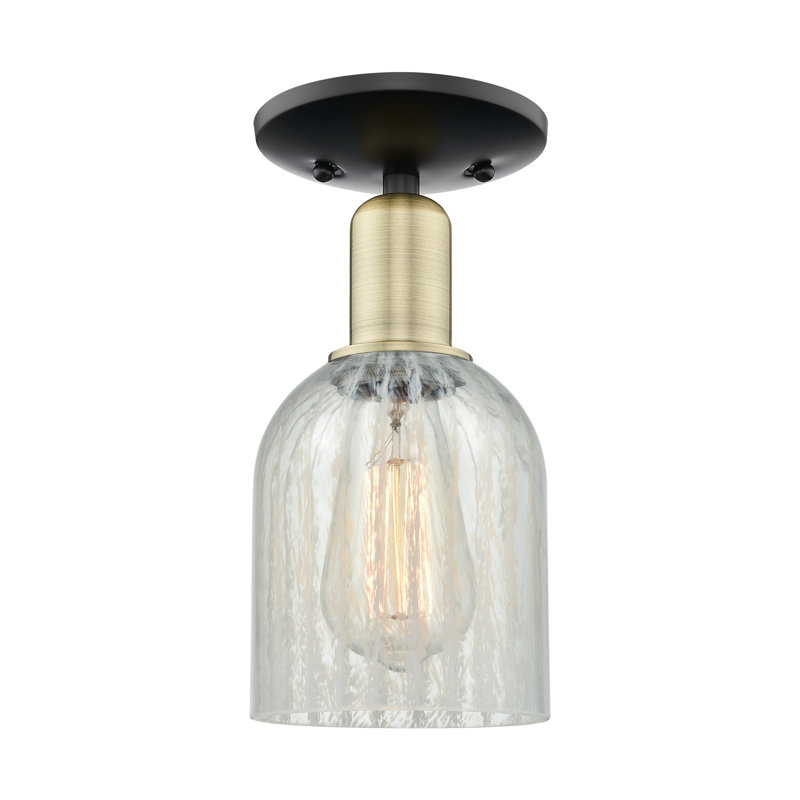 Arcadia - Caledonia - 1 Light Semi-Flush Mount with Mouchette Shade, Black Antique Brass