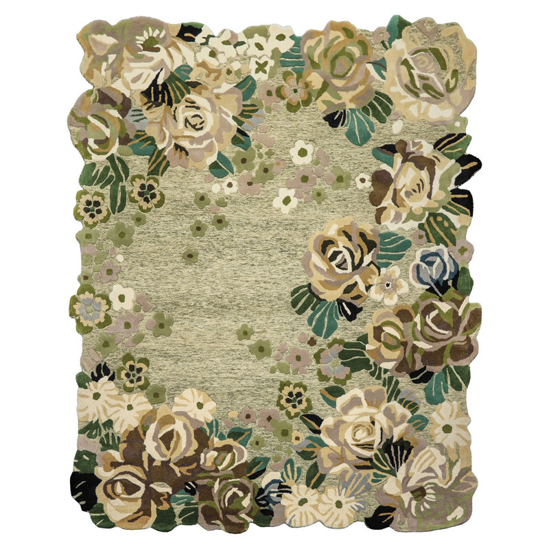 Tapis botanique en laine touffeté à la main 8 x 10