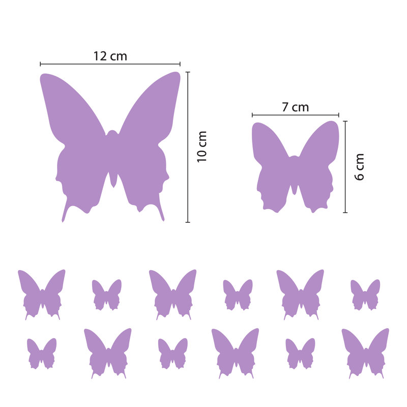 Décalcomanie murale papillon 3d, Lavande