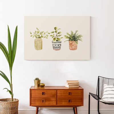 Plantes en pot - peinture sur toile sans cadre