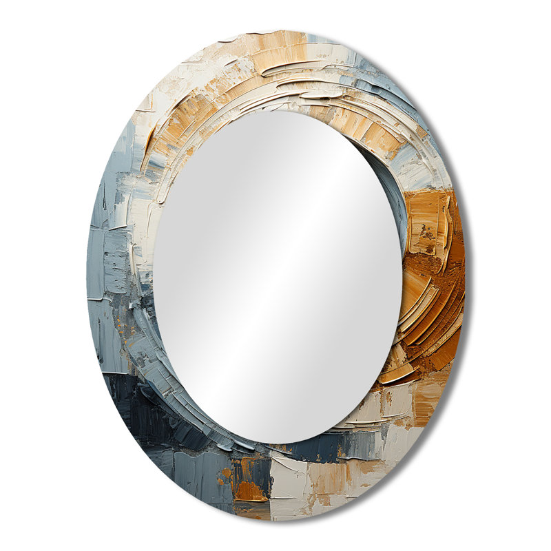 Blue Gold Timeless Turn Vortex - Modern Oval Wall Mirror, 43" x 33"