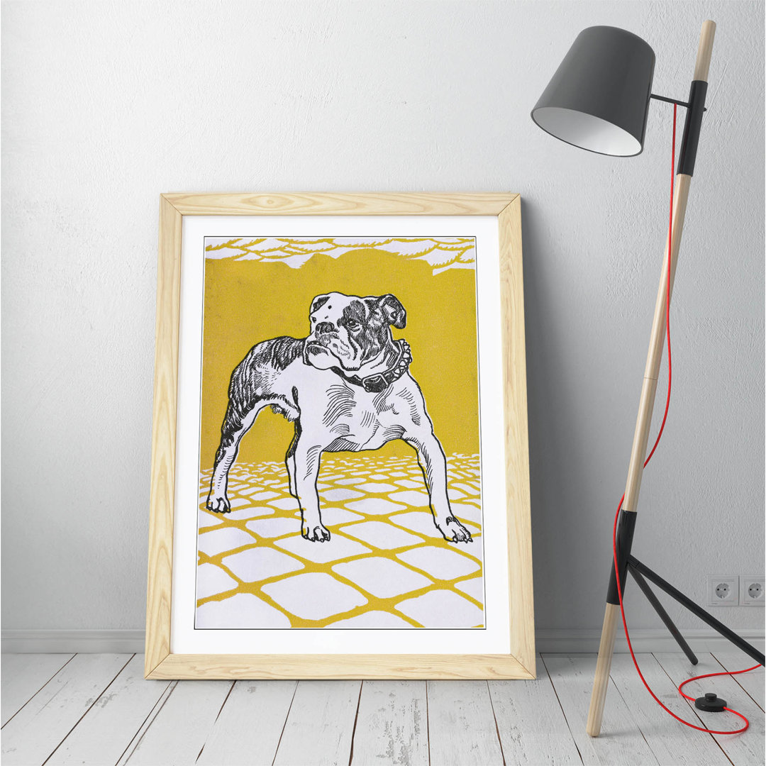 Vintage Bulldog Mustard Moriz Jung Framed Wall Art Picture Print