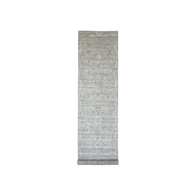 4'x19'3" Gray Peshawar Bijar Garus Design Hand Knotted Wool Runner Rug CC959F599A84416FA1959881CC0B7C2F