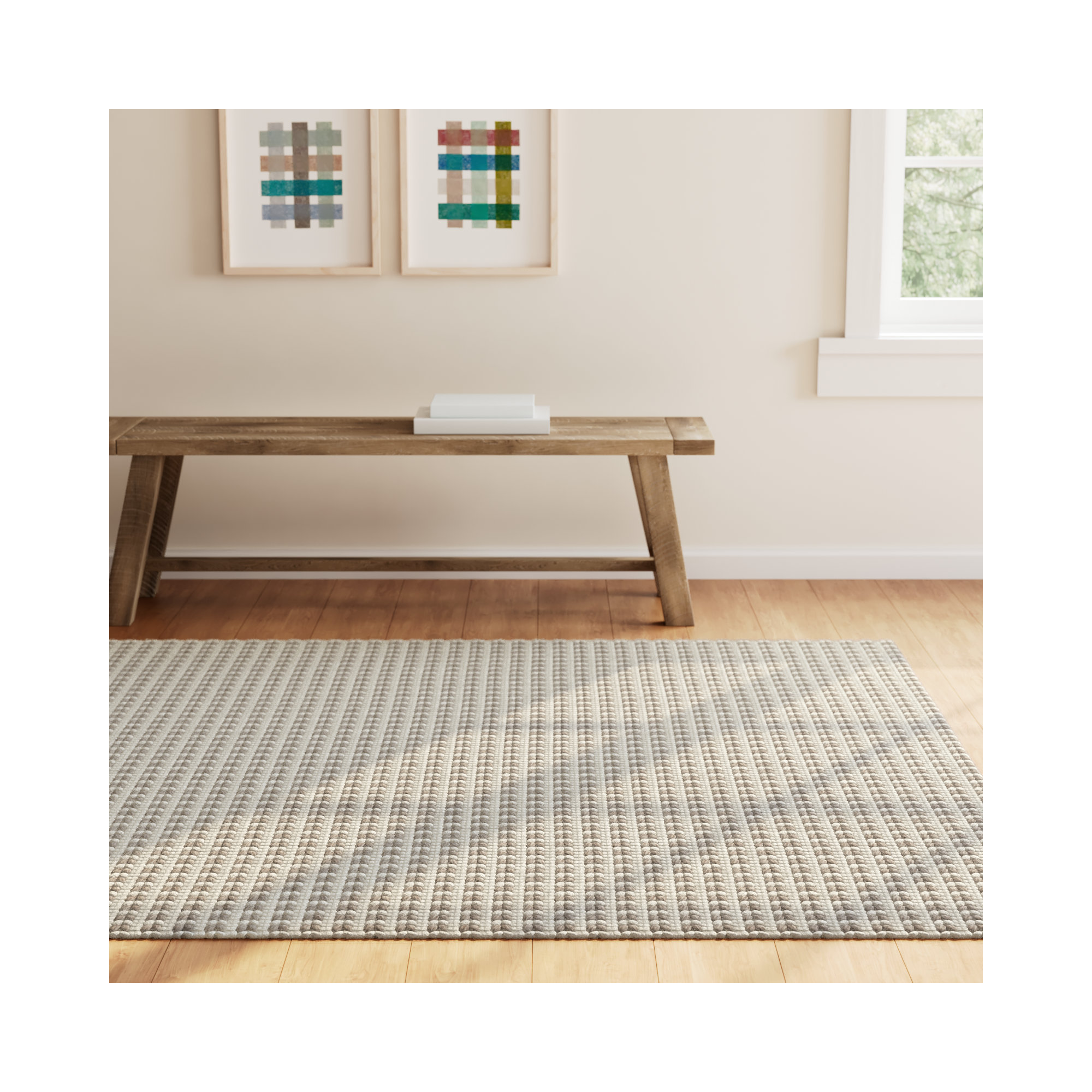 Auria Handmade Wool, Polyester Rug, Rectangle 3'6" x 5'6"
