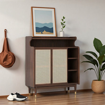 Round And Smooth Rattan Shoe Storage Cabinet