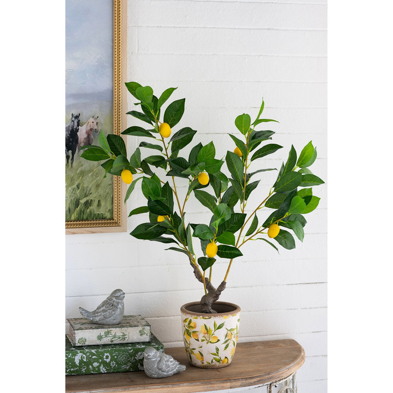 Citronnier artificiel de 31,5 pouces de hauteur avec détails réalistes et verdure en pot noir - une superbe option de décoration pour de multiples thèmes