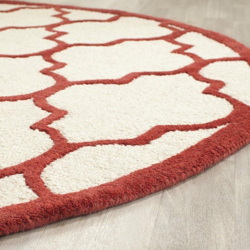Martins Hand Tufted Wool Geometric Rug, Round 6'