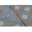 Rug & Kilim’S Contemporary Dhurrie Rug In Blue And Rust Tile Design
