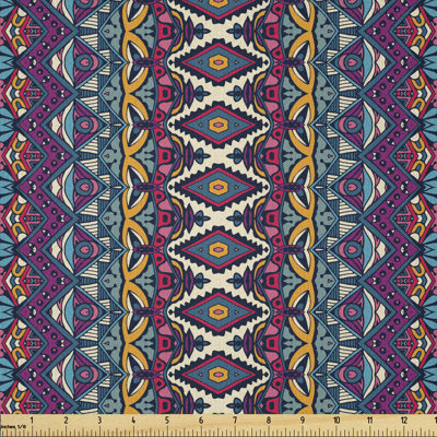 Darnette Colourful Composition with Triangles and Chevron Zigzags Mexican Culture Inspirations Multi-Purpose Fabric