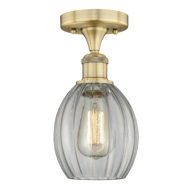Plafonnier semi-encastré en verre Berl, Transparent, Laiton brossé
