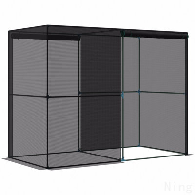 4' X 8' Crop Cage, Plant Protection Tent With Zippered Doors For Vegetable Garden, Backyard, Black