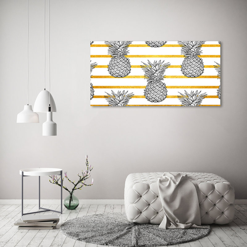 Pineapples Stripes - Wrapped Canvas Print