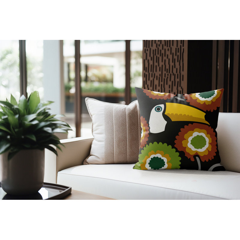 Coussin Alka, Carré 16 po, Black/Brown/Ochre/Green