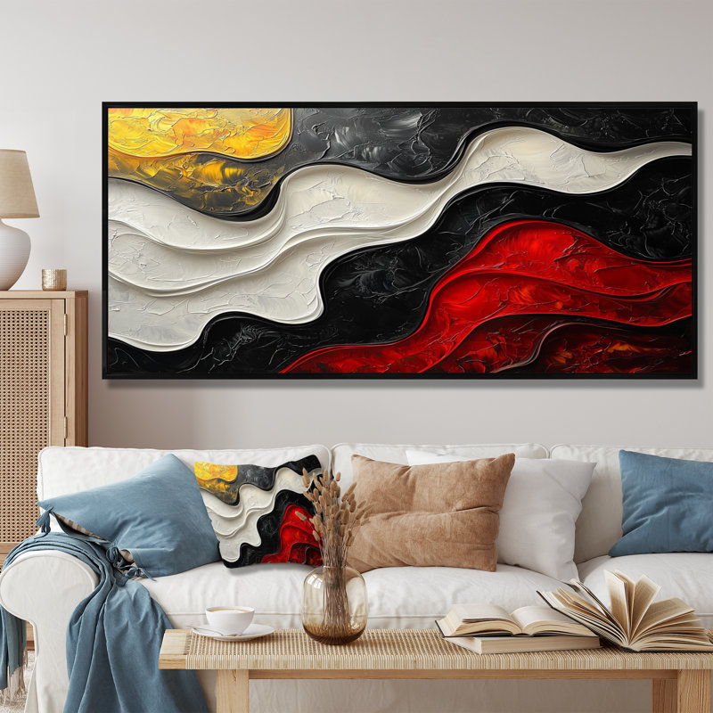 Westrick - Abstract Canvas Art Print, Noir, noir, noir, noir, H 28 po x l 60 po, Cadre flottant