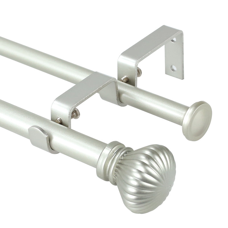 Tringle à rideaux double ajustable Sigmund, H 0,625 po x l 48 po x P 0,625 po, Étain