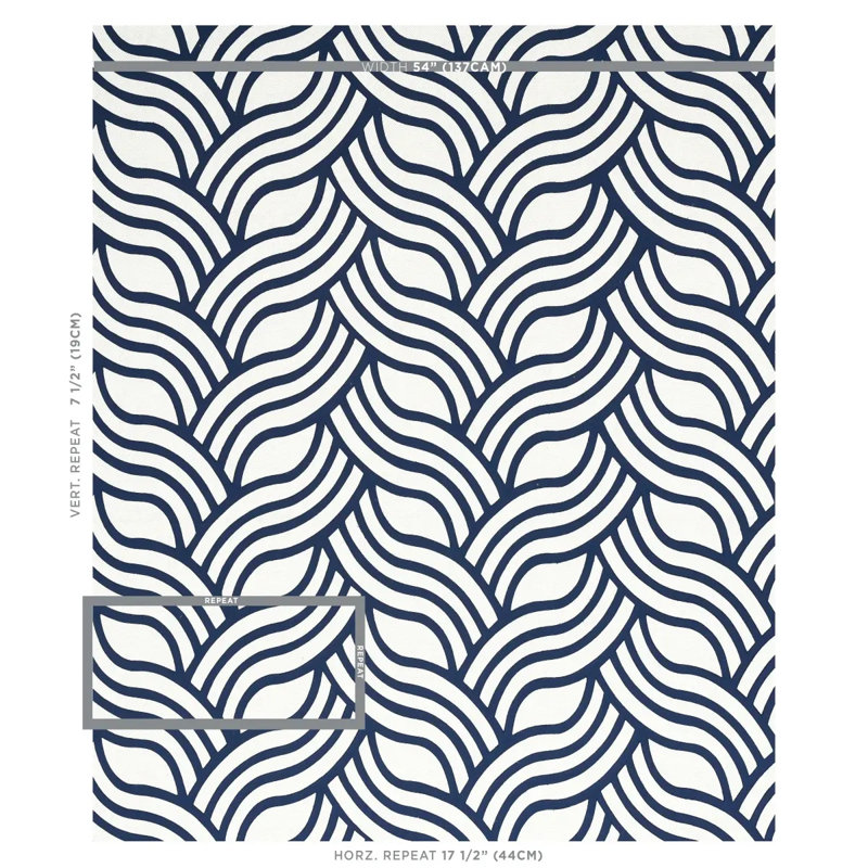 Sangomar Applique Fabric, Navy