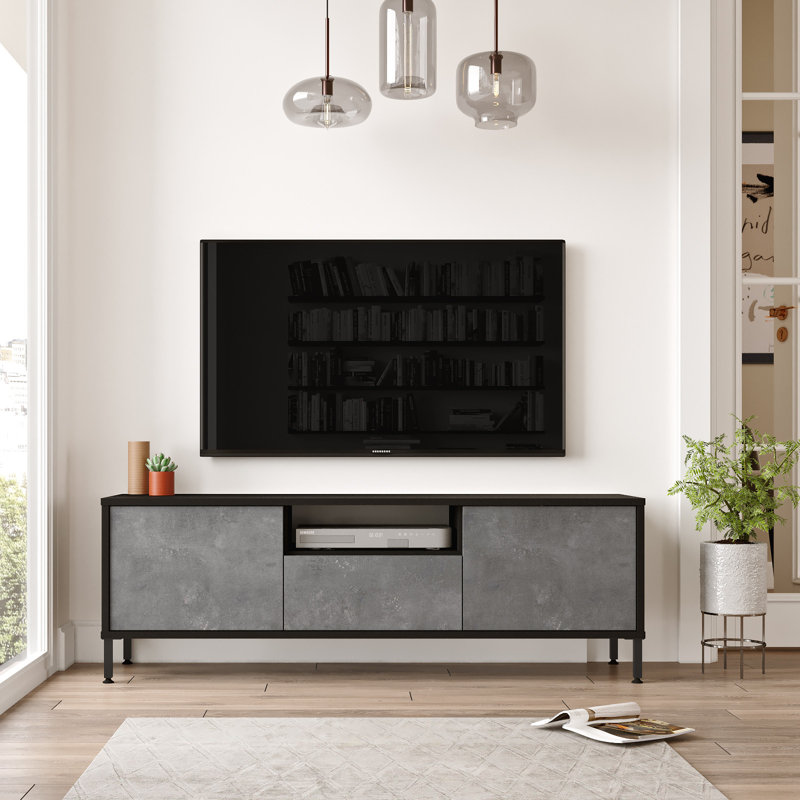 Unfinished TV Stand for TVs up to 50", Silver/Black