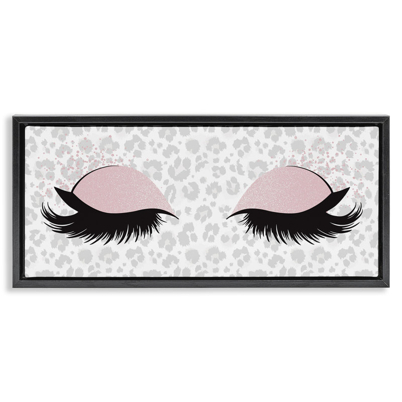 Glam Makeup Leopard Pattern, 11" H x 25" W, Jet Black Floater Frame