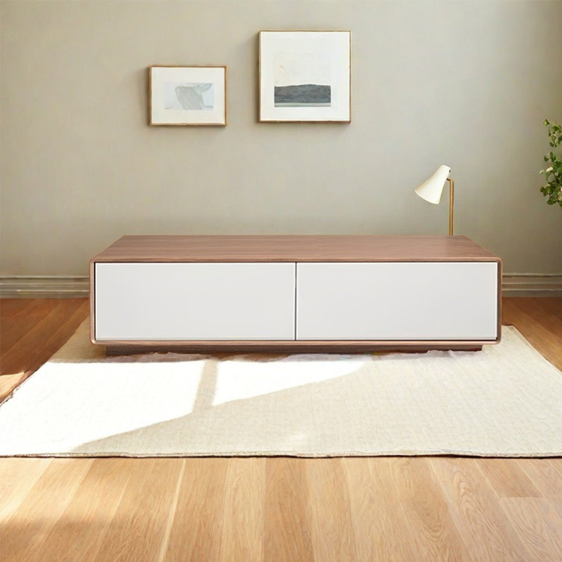 Table de salon moderne et simple rectangulaire, H 13,8 po x L 47,2 po x l 23,6 po, Noyer foncé, Blanc